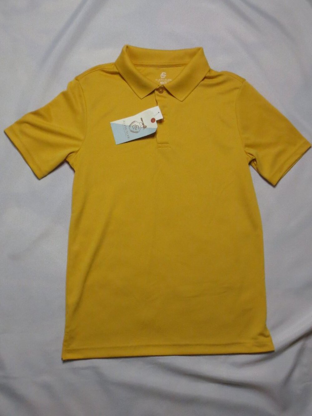 NWT CLASS CLUB boys SHIRT gold UNIFORM yellow MODERN FIT polo size 14/16 L